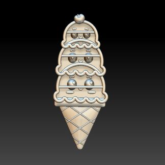 Kawaii Tripple Ice Cream Cone Shelf STL 3D Printable File ( Not a Physical Product) Personal Use Only