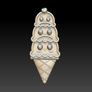 Kawaii Tripple Ice Cream Cone STL 3D Printable File ( Not a Physical Product) Personal Use Only
